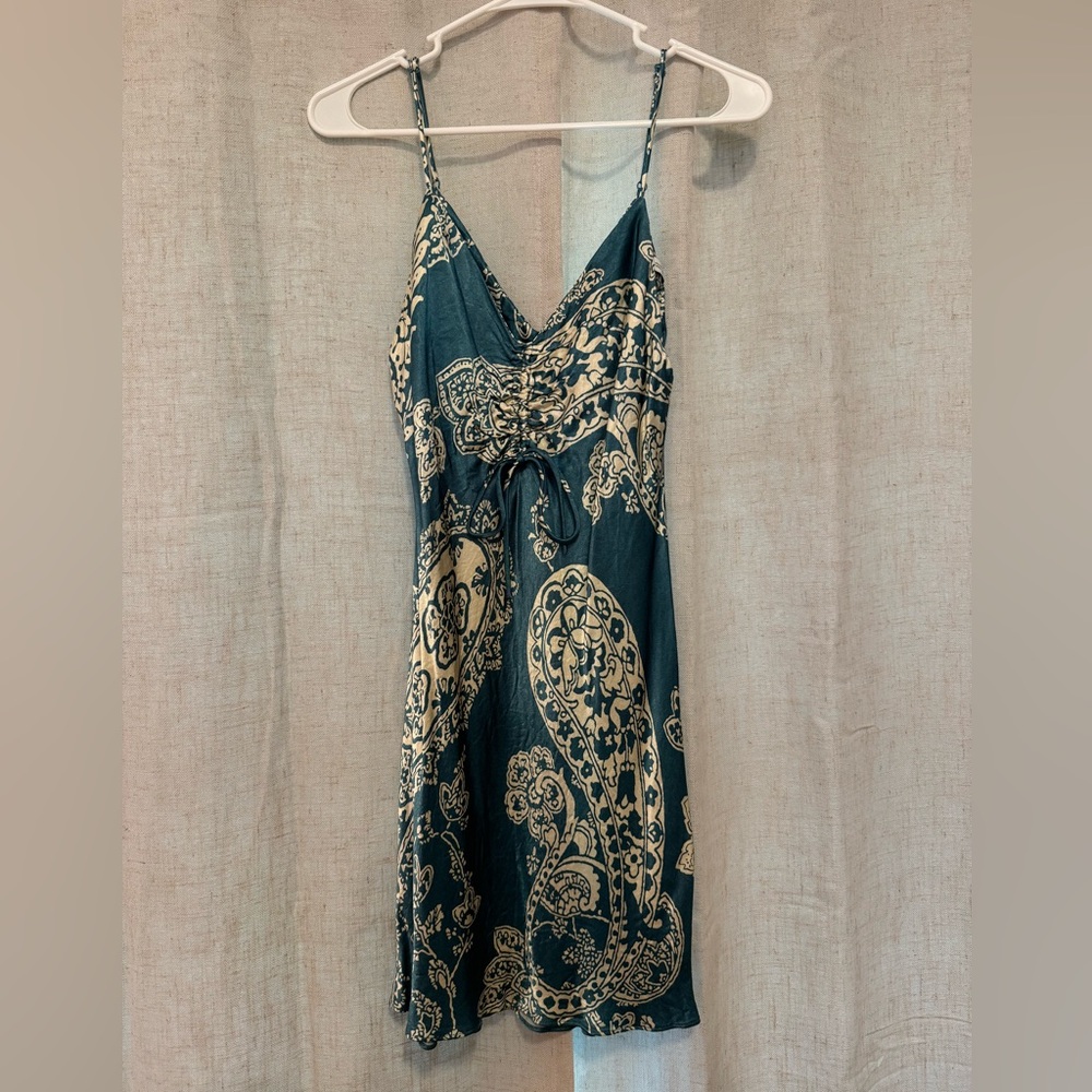 ZARA - teal pattern slip dress